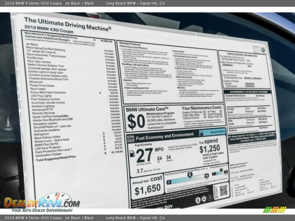2019 BMW 4 Series 430i Coupe Jet Black / Black Photo #10