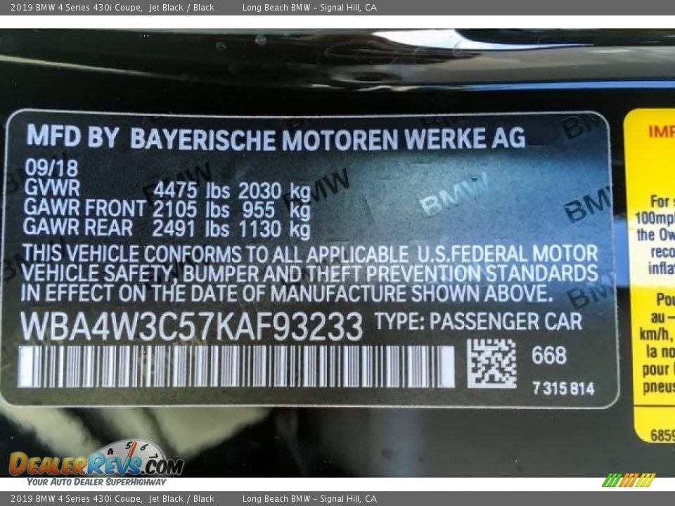 2019 BMW 4 Series 430i Coupe Jet Black / Black Photo #11