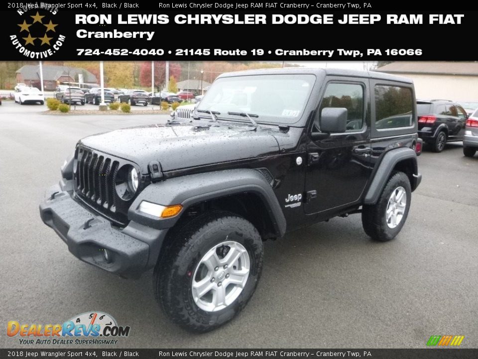 2018 Jeep Wrangler Sport 4x4 Black / Black Photo #1