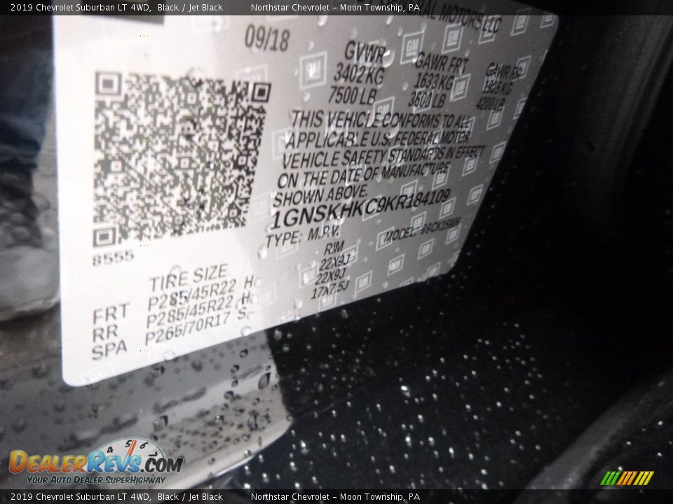 2019 Chevrolet Suburban LT 4WD Black / Jet Black Photo #16