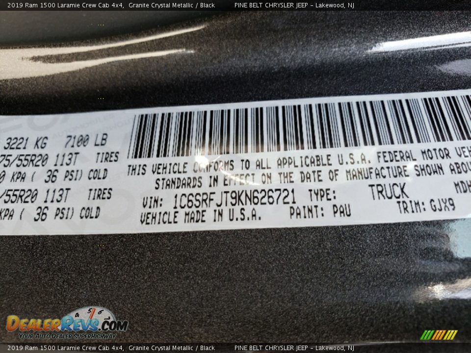 2019 Ram 1500 Laramie Crew Cab 4x4 Granite Crystal Metallic / Black Photo #9