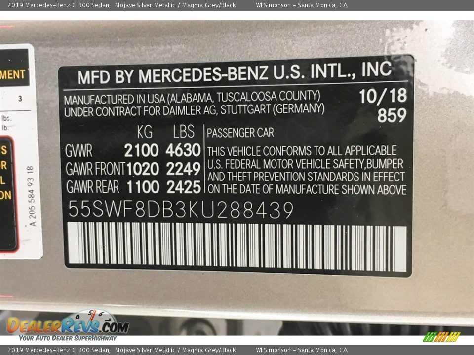 2019 Mercedes-Benz C 300 Sedan Mojave Silver Metallic / Magma Grey/Black Photo #11