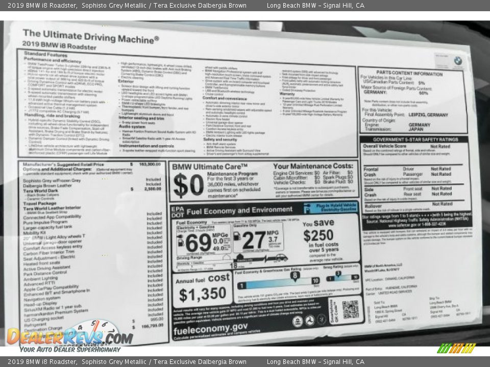 2019 BMW i8 Roadster Window Sticker Photo #9