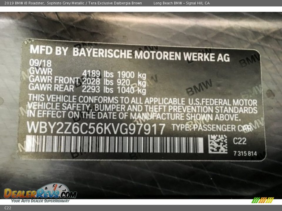 BMW Color Code C22 Sophisto Grey Metallic