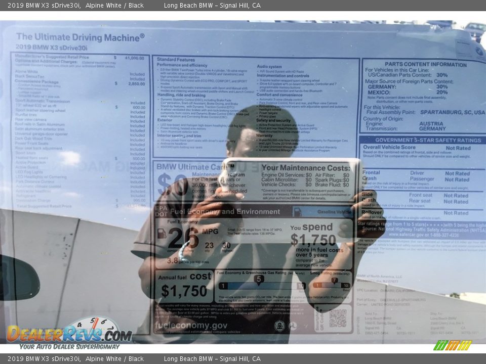 2019 BMW X3 sDrive30i Alpine White / Black Photo #10