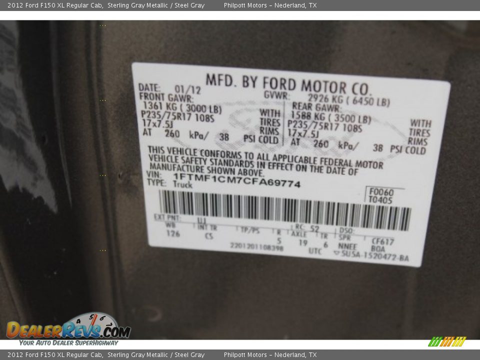 2012 Ford F150 XL Regular Cab Sterling Gray Metallic / Steel Gray Photo #23