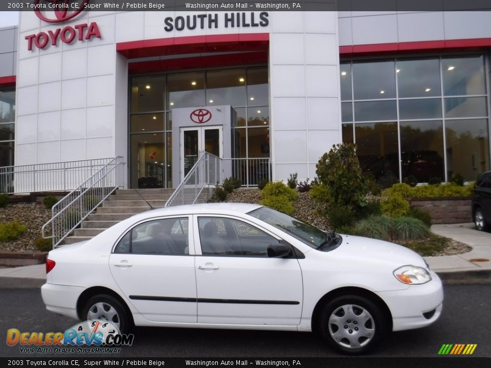 2003 Toyota Corolla CE Super White / Pebble Beige Photo #2
