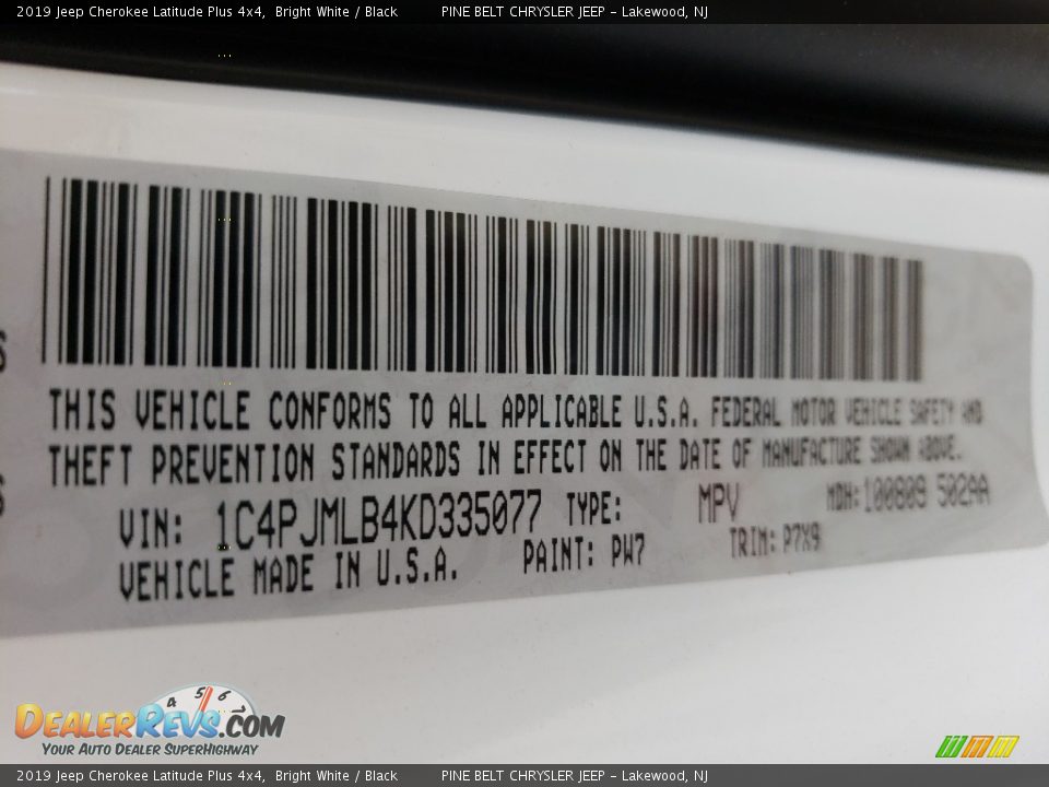 2019 Jeep Cherokee Latitude Plus 4x4 Bright White / Black Photo #9