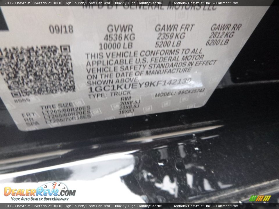 2019 Chevrolet Silverado 2500HD High Country Crew Cab 4WD Black / High Country Saddle Photo #15