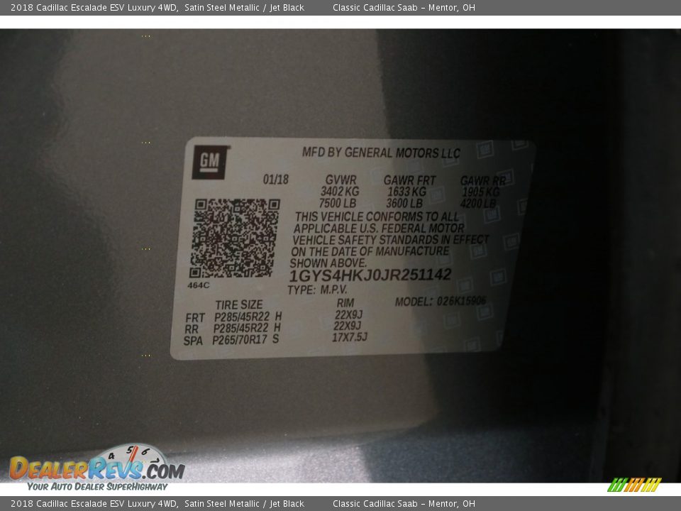 2018 Cadillac Escalade ESV Luxury 4WD Satin Steel Metallic / Jet Black Photo #28
