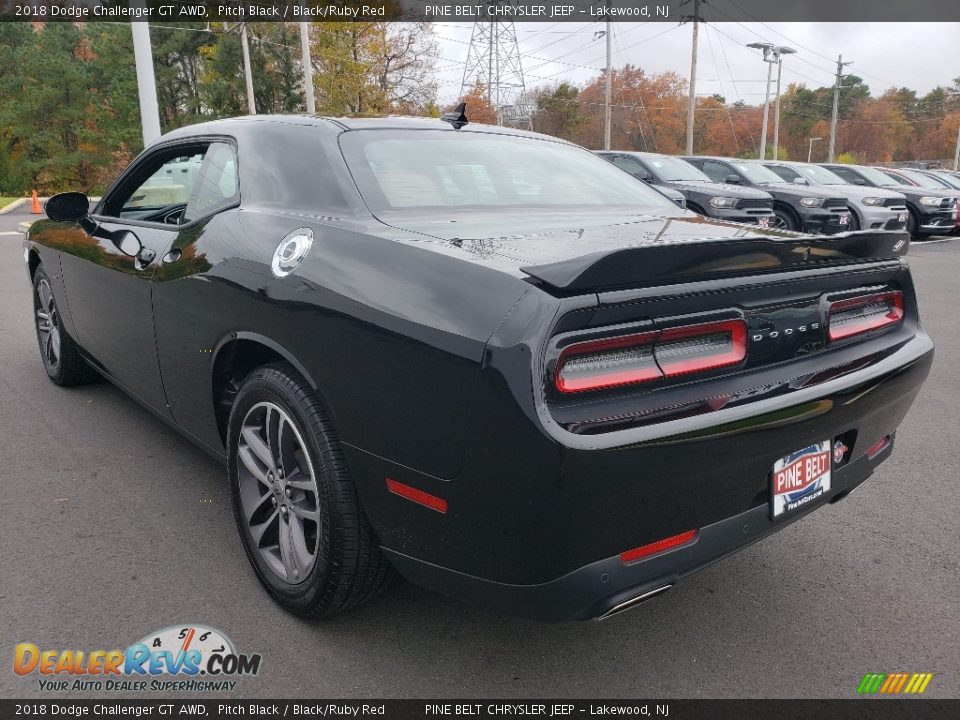 2018 Dodge Challenger GT AWD Pitch Black / Black/Ruby Red Photo #5