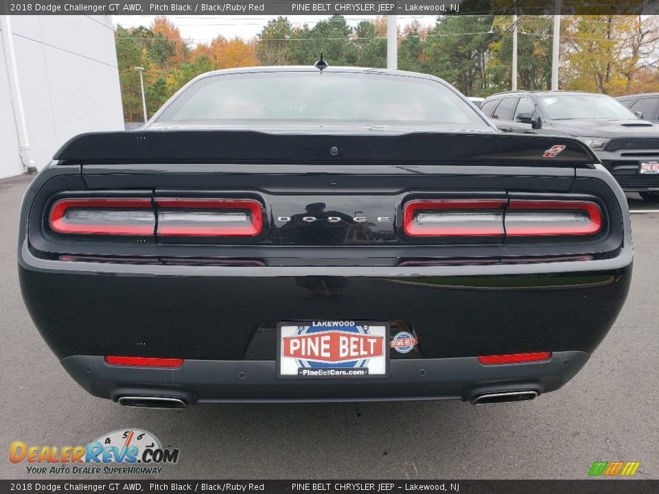 2018 Dodge Challenger GT AWD Pitch Black / Black/Ruby Red Photo #6