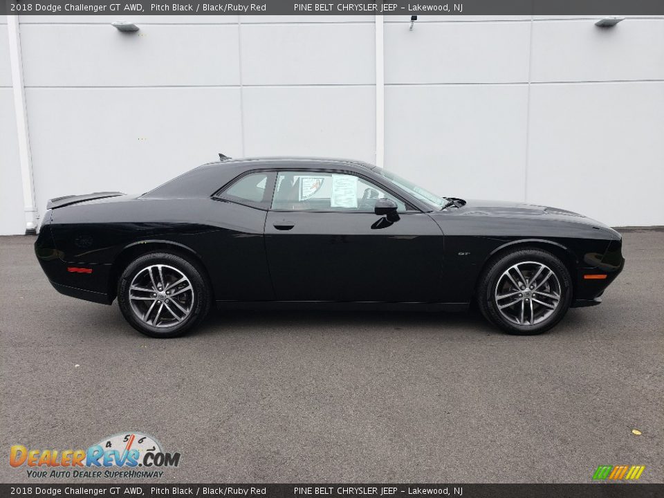 2018 Dodge Challenger GT AWD Pitch Black / Black/Ruby Red Photo #8