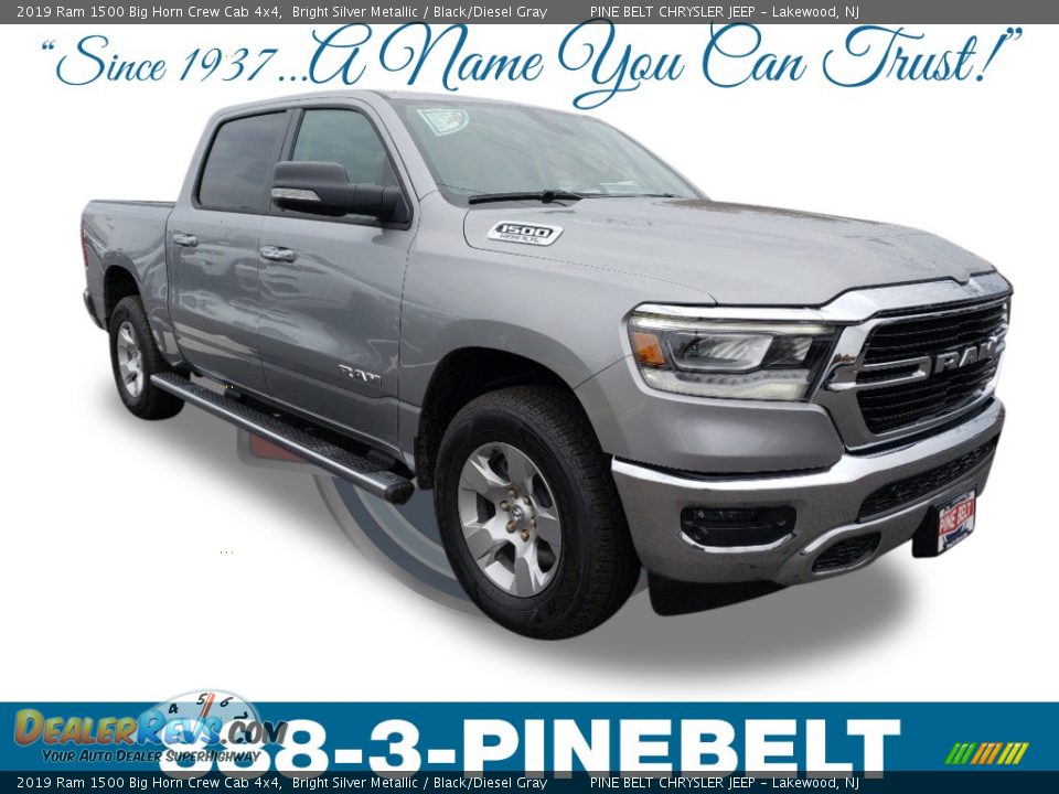 2019 Ram 1500 Big Horn Crew Cab 4x4 Bright Silver Metallic / Black/Diesel Gray Photo #1