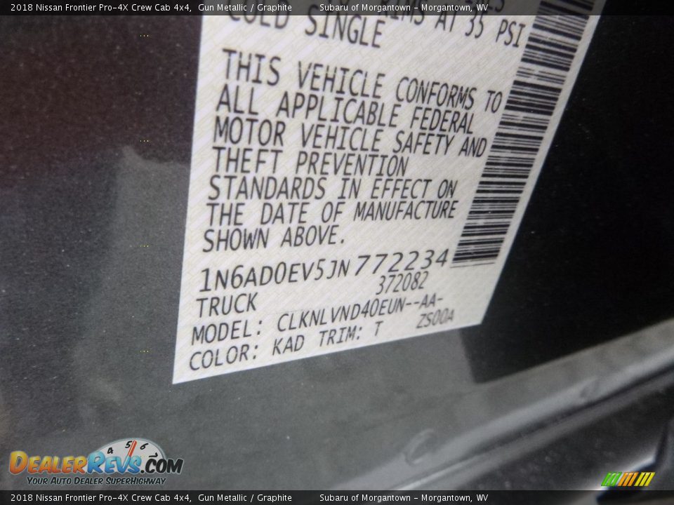 2018 Nissan Frontier Pro-4X Crew Cab 4x4 Gun Metallic / Graphite Photo #17