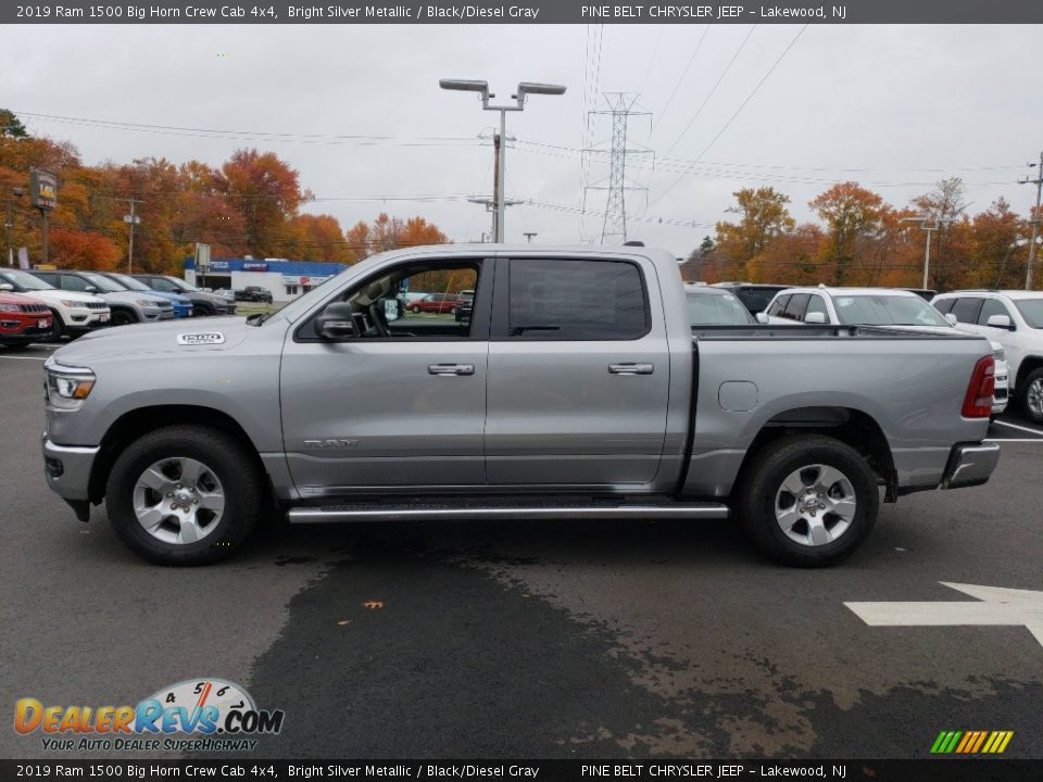 2019 Ram 1500 Big Horn Crew Cab 4x4 Bright Silver Metallic / Black/Diesel Gray Photo #3