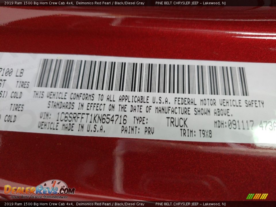 2019 Ram 1500 Big Horn Crew Cab 4x4 Delmonico Red Pearl / Black/Diesel Gray Photo #9
