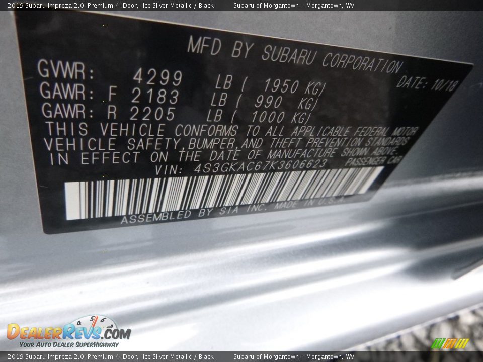 2019 Subaru Impreza 2.0i Premium 4-Door Ice Silver Metallic / Black Photo #15