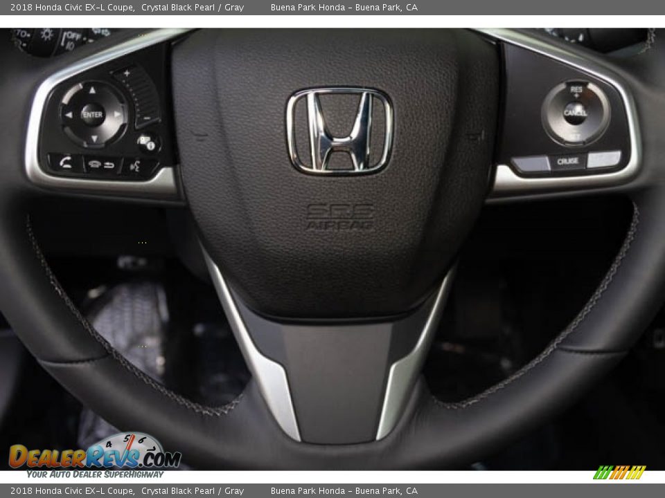 2018 Honda Civic EX-L Coupe Crystal Black Pearl / Gray Photo #21