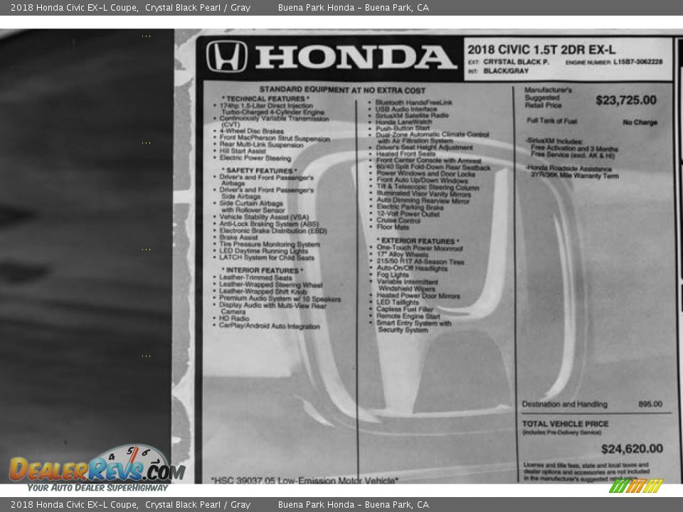 2018 Honda Civic EX-L Coupe Window Sticker Photo #36