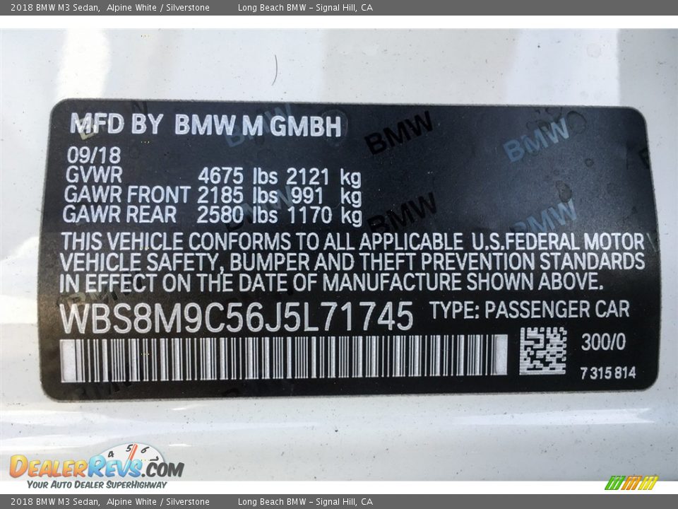 2018 BMW M3 Sedan Alpine White / Silverstone Photo #11