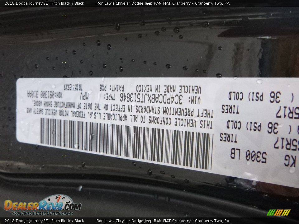 2018 Dodge Journey SE Pitch Black / Black Photo #14