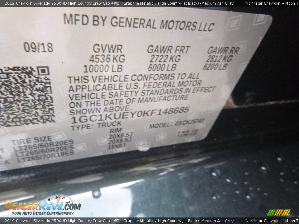 2019 Chevrolet Silverado 2500HD High Country Crew Cab 4WD Graphite Metallic / High Country Jet Black/­Medium Ash Gray Photo #16