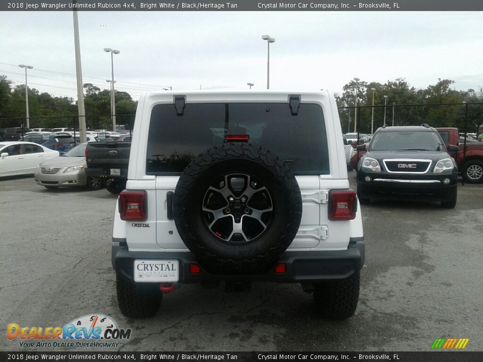 2018 Jeep Wrangler Unlimited Rubicon 4x4 Bright White / Black/Heritage Tan Photo #4