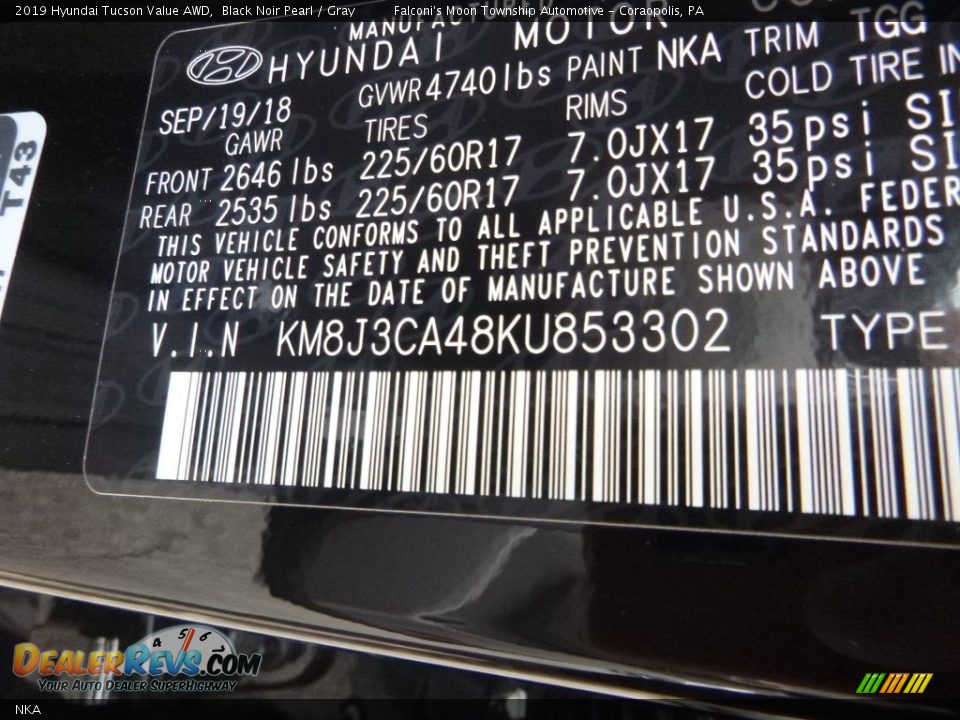 Hyundai Color Code NKA Black Noir Pearl