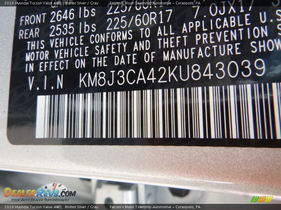 2019 Hyundai Tucson Value AWD Molten Silver / Gray Photo #12