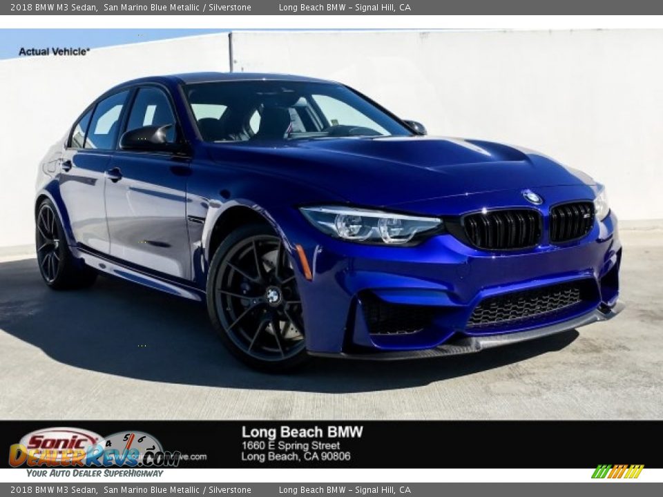 2018 BMW M3 Sedan San Marino Blue Metallic / Silverstone Photo #1