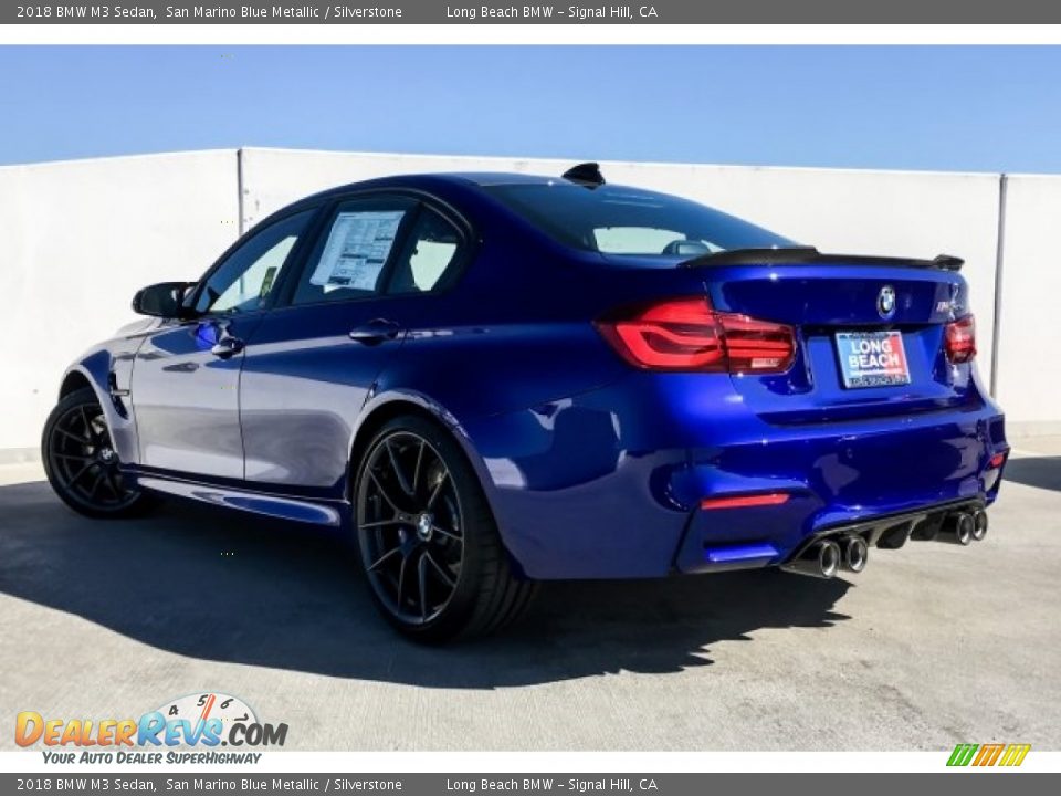 2018 BMW M3 Sedan San Marino Blue Metallic / Silverstone Photo #2