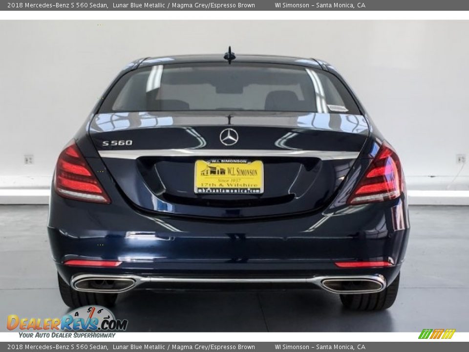 2018 Mercedes-Benz S 560 Sedan Lunar Blue Metallic / Magma Grey/Espresso Brown Photo #3