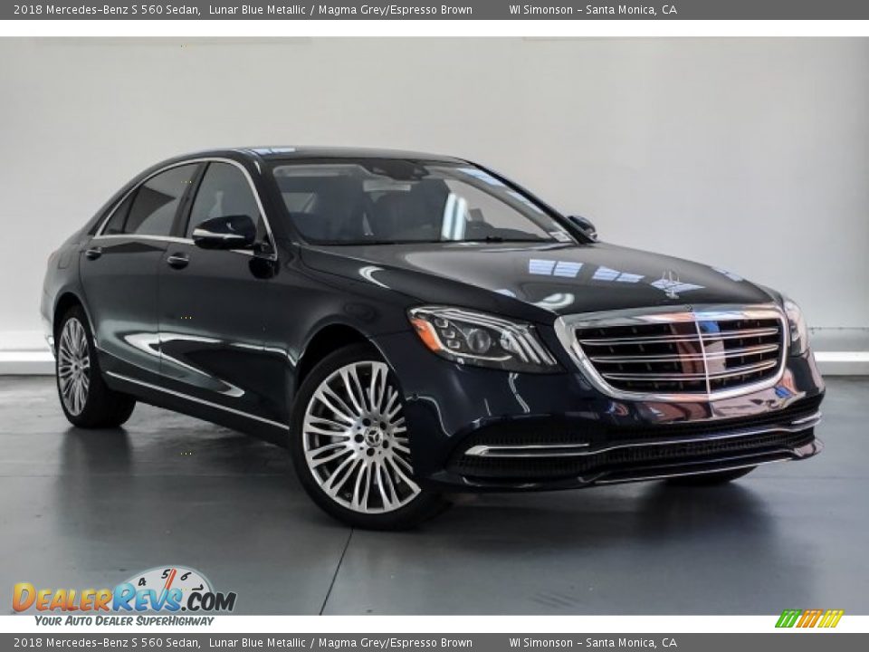 2018 Mercedes-Benz S 560 Sedan Lunar Blue Metallic / Magma Grey/Espresso Brown Photo #12