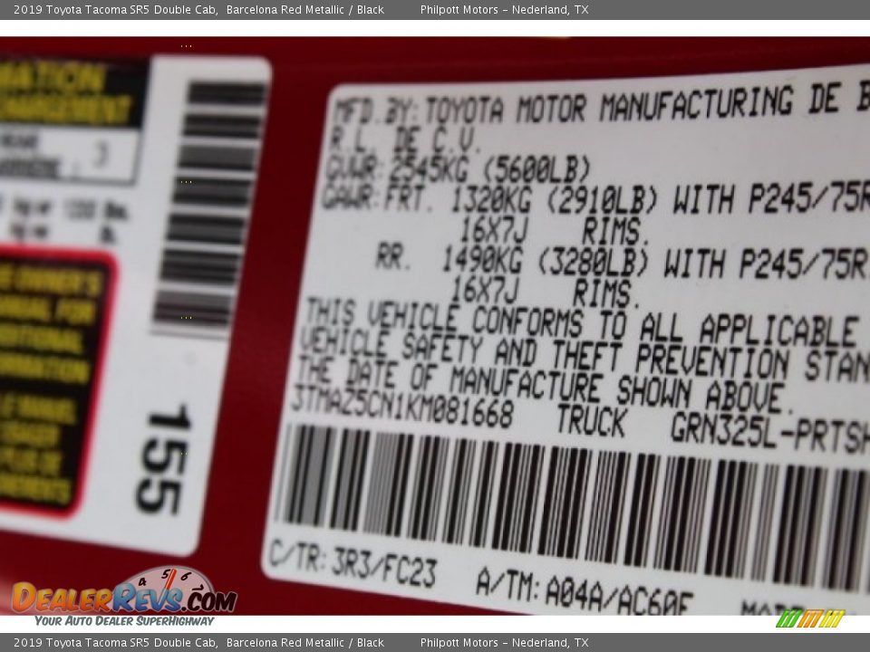 2019 Toyota Tacoma SR5 Double Cab Barcelona Red Metallic / Black Photo #33