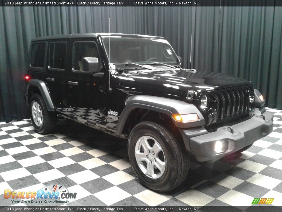 2018 Jeep Wrangler Unlimited Sport 4x4 Black / Black/Heritage Tan Photo #4