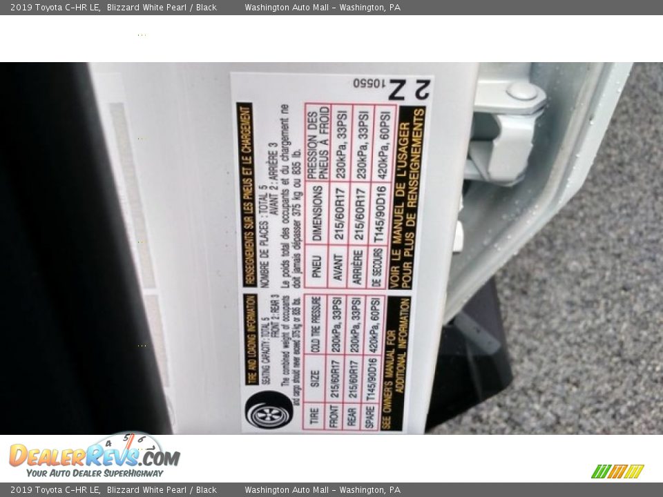 2019 Toyota C-HR LE Blizzard White Pearl / Black Photo #24