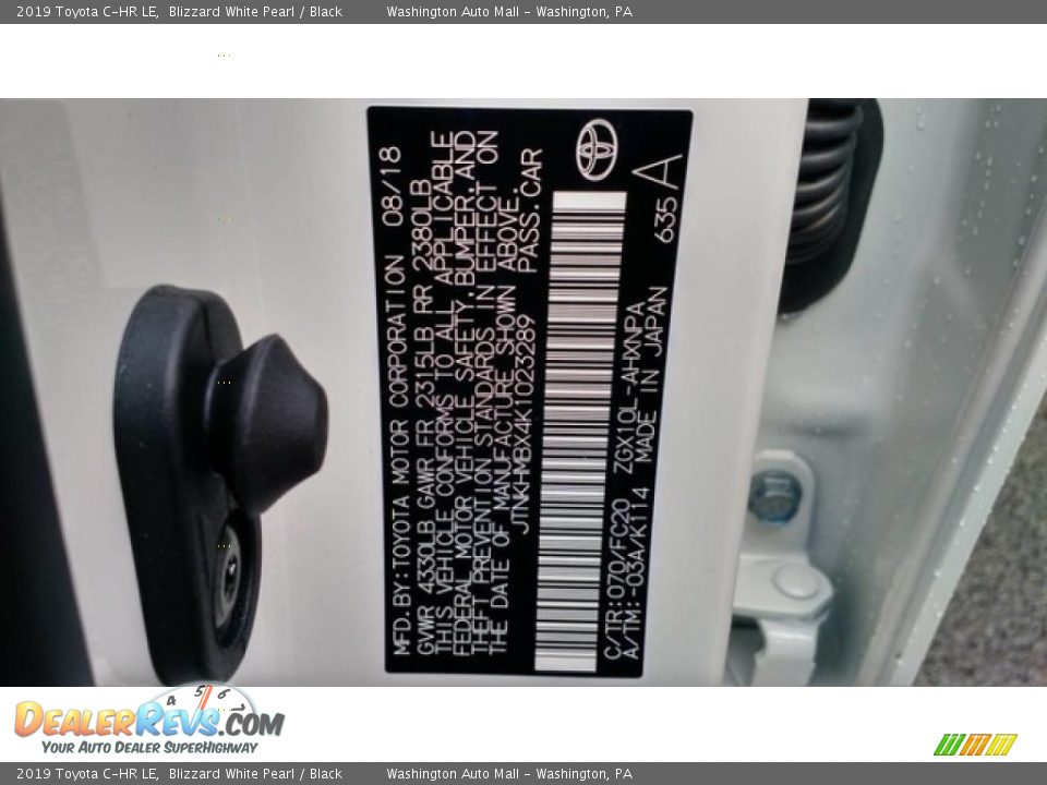 2019 Toyota C-HR LE Blizzard White Pearl / Black Photo #25