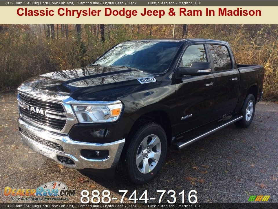 2019 Ram 1500 Big Horn Crew Cab 4x4 Diamond Black Crystal Pearl / Black Photo #1
