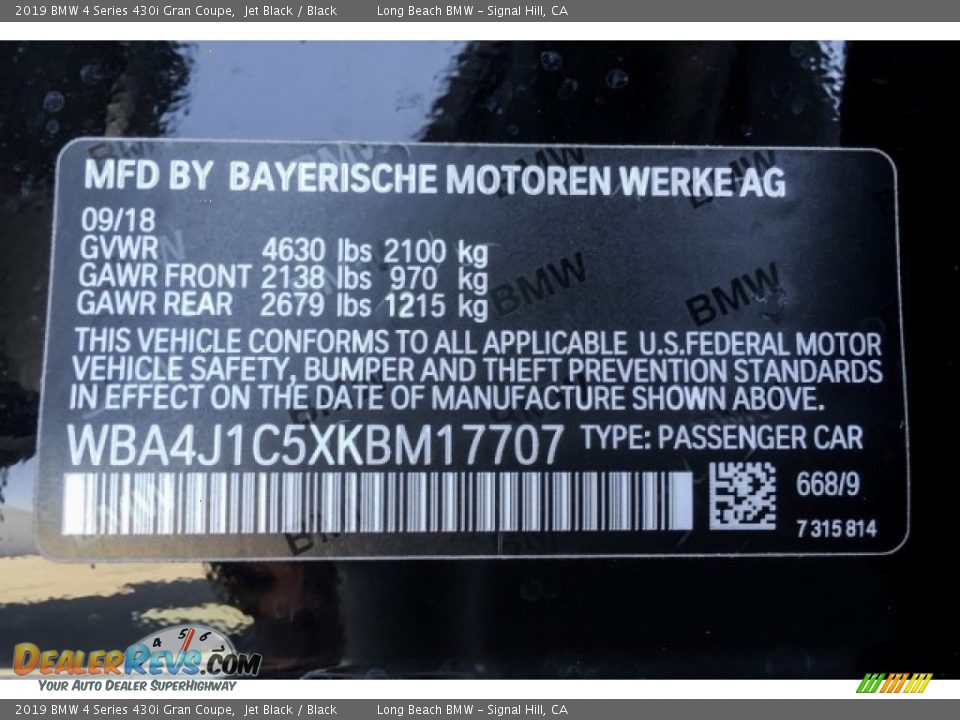 2019 BMW 4 Series 430i Gran Coupe Jet Black / Black Photo #11