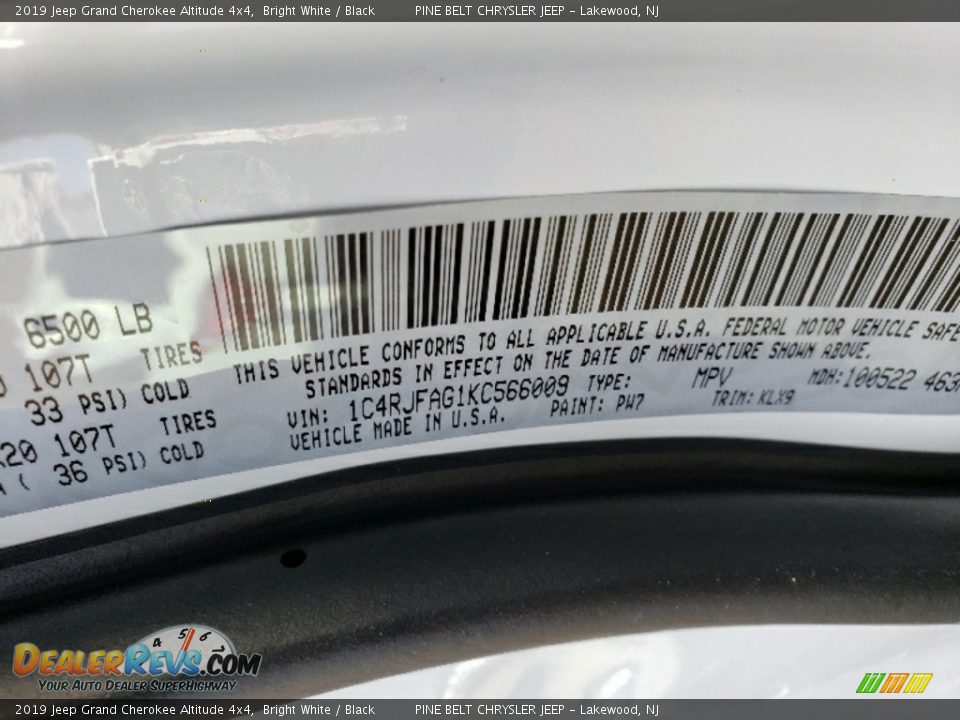 2019 Jeep Grand Cherokee Altitude 4x4 Bright White / Black Photo #9