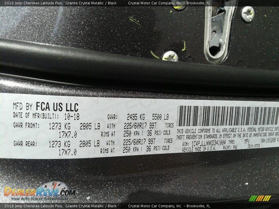 2019 Jeep Cherokee Latitude Plus Granite Crystal Metallic / Black Photo #22