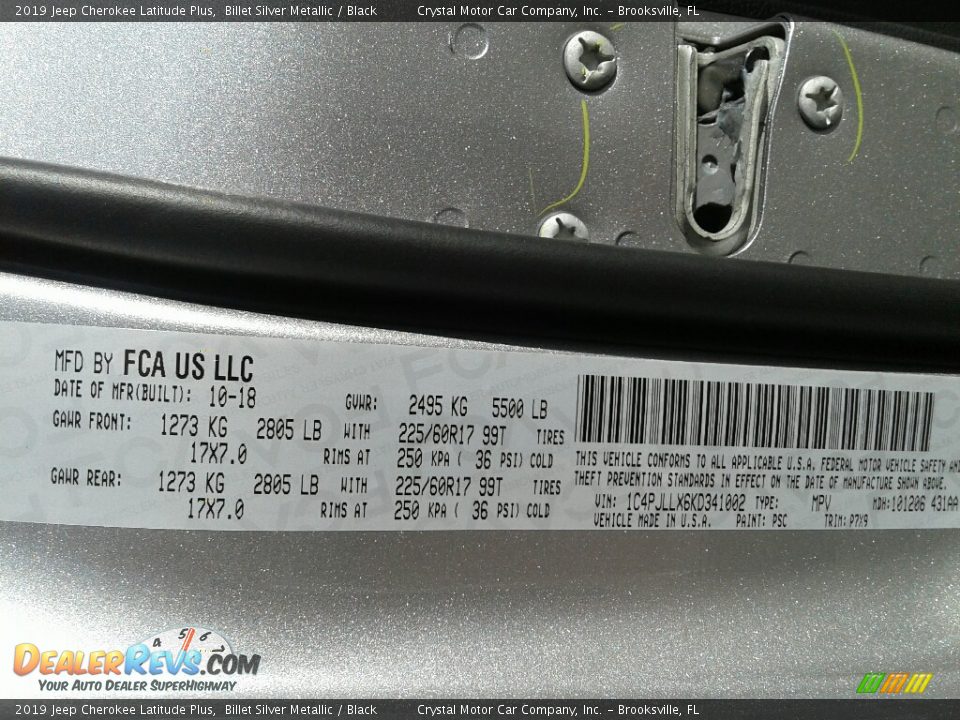 2019 Jeep Cherokee Latitude Plus Billet Silver Metallic / Black Photo #22