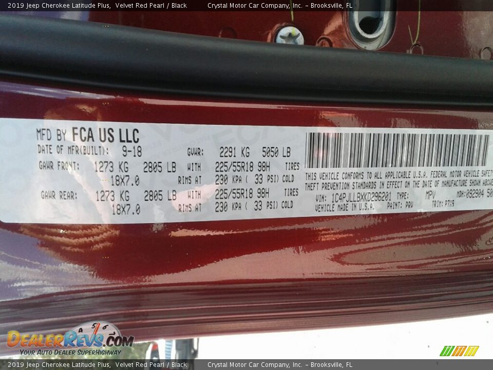 2019 Jeep Cherokee Latitude Plus Velvet Red Pearl / Black Photo #21