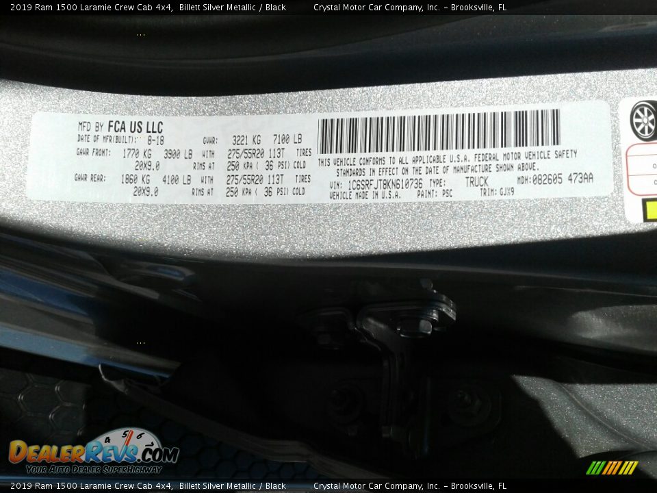 2019 Ram 1500 Laramie Crew Cab 4x4 Billett Silver Metallic / Black Photo #21