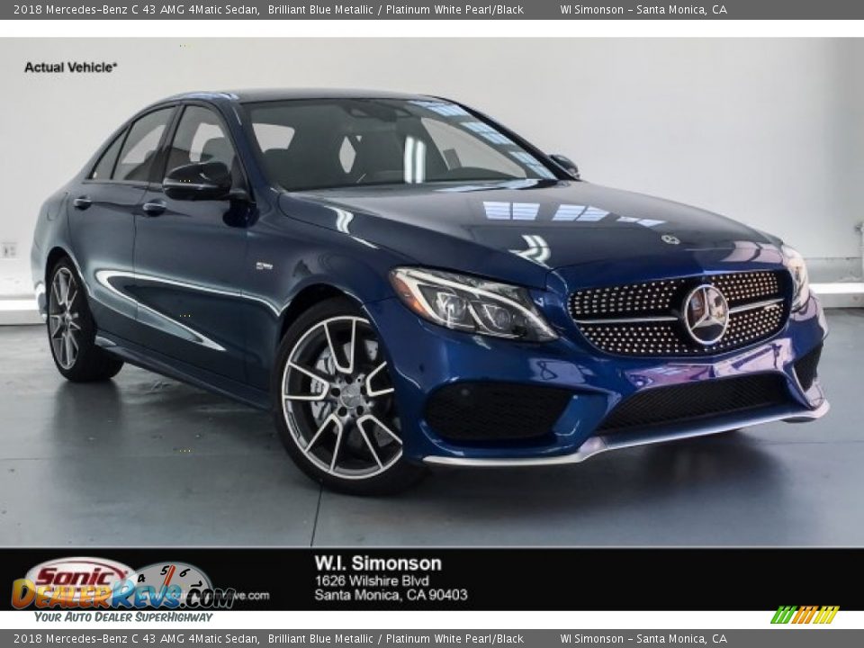 2018 Mercedes-Benz C 43 AMG 4Matic Sedan Brilliant Blue Metallic / Platinum White Pearl/Black Photo #1