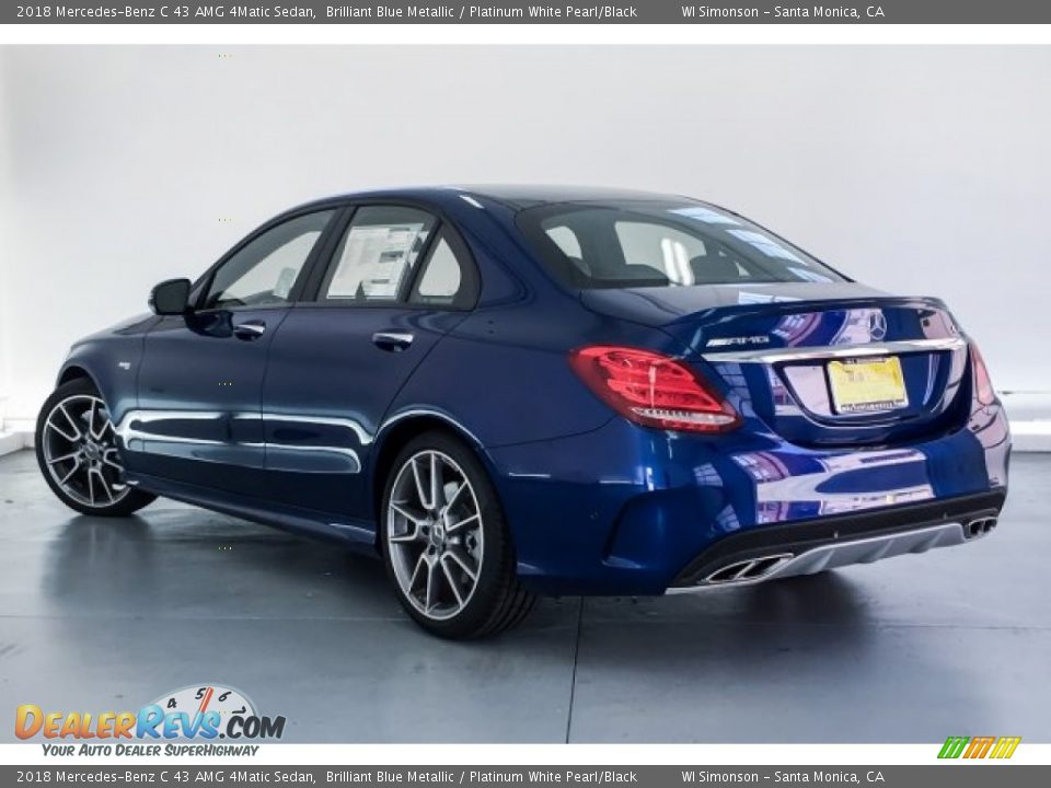 2018 Mercedes-Benz C 43 AMG 4Matic Sedan Brilliant Blue Metallic / Platinum White Pearl/Black Photo #2