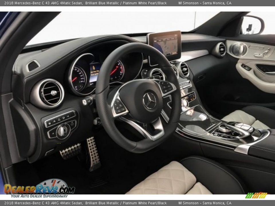 2018 Mercedes-Benz C 43 AMG 4Matic Sedan Brilliant Blue Metallic / Platinum White Pearl/Black Photo #4
