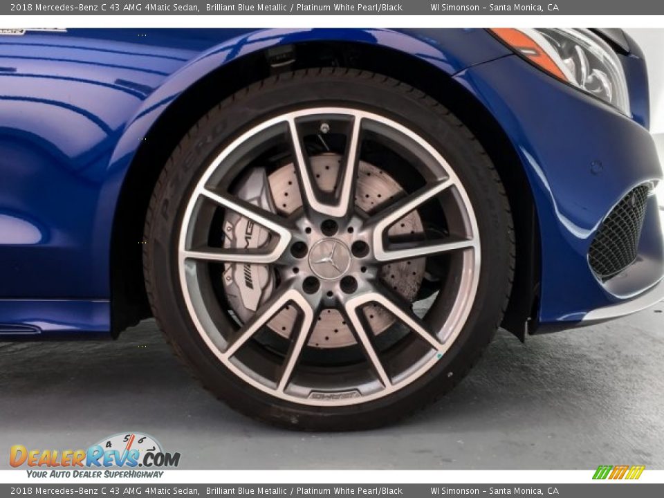 2018 Mercedes-Benz C 43 AMG 4Matic Sedan Brilliant Blue Metallic / Platinum White Pearl/Black Photo #9