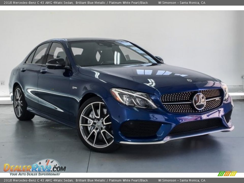 2018 Mercedes-Benz C 43 AMG 4Matic Sedan Brilliant Blue Metallic / Platinum White Pearl/Black Photo #12